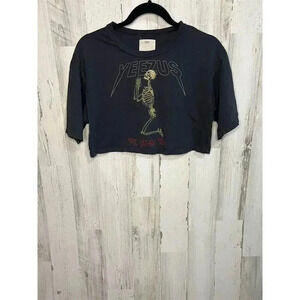 Kanye West Yeezus Tour Praying Skeleton Crop Top Tee‎ Black Small